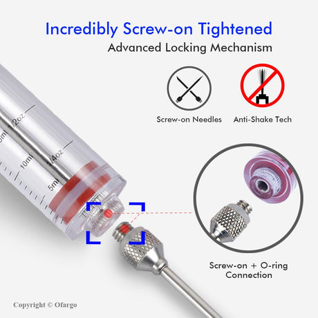 Ofargo Plastic Marinade Injector Syringe with Screw-on Meat Needle for BBQ Grill, 1-oz, Red, Recipe E-Book (Download PDF) Ofargo