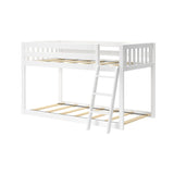 Max & Lily Fundamental Twin Low Bunk Bed, Kids Solid Wood Modern Bed Frame with Strong Wooden Slats, Non-Toxic Finishes, High Weight Capacity, White Max & Lily
