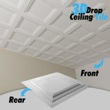 Art3d 12-Pack Square Drop Ceiling Tile 2ft x 2ft in White, PVC Ceiling Panel 24 x 24in. - Compatible with 15/16" Drop Ceiling Grid System Art3d