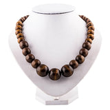 EVBEA Wood Bead Necklace Africa Wooden Chain Statement Unisex Chunky Necklaces EVBEA