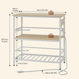 IBUYKE Kitchen Island with Storage, Bakers Rack with Power Outlet,Microwave Stand with Large Worktop,Rolling Bar Cart for Home, Outdoor, Kitchen,Light Wood TMJ029R IBUYKE