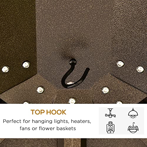 Outsunny 10' x 12' Hardtop Gazebo with Curtains and Netting, Permanent Pavilion Metal Single Roof Gazebo Canopy with Aluminum Frame and Hooks, for Garden, Patio, Backyard, Brown Outsunny