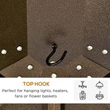 Outsunny 10' x 12' Hardtop Gazebo with Curtains and Netting, Permanent Pavilion Metal Single Roof Gazebo Canopy with Aluminum Frame and Hooks, for Garden, Patio, Backyard, Brown Outsunny