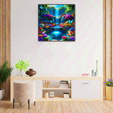 MMAHD 5D Diamond Painting Kit, Enchanted Waterfall Garden with Blue Butterflies, Full Drill Crystal Rhinestone Embroidery Art, Nature Scene (Landscape) MMAHD