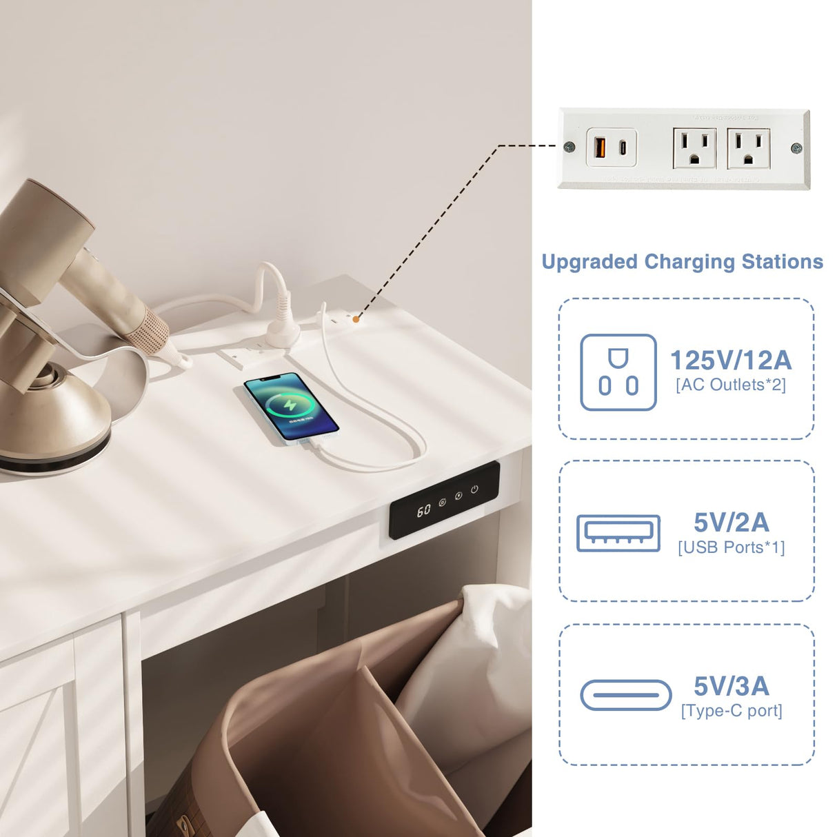 FiveWillowise Tilt Out Trash Cabinet, Kitchen Trash Can Cabinet w/Negative ion and deodorizing Function, Dog Proof 20 Gallon Garbage Can Cabinet for Kitchen, Bathroom, Living Room, White FiveWillowise