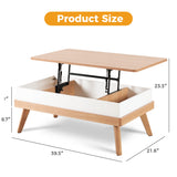 Bidiso Lift Top Coffee Center Table with Hidden Storage Compartment, Easy-to-Assembly , Dining Table for Living Room Reception/Home Office, Oak Bidiso
