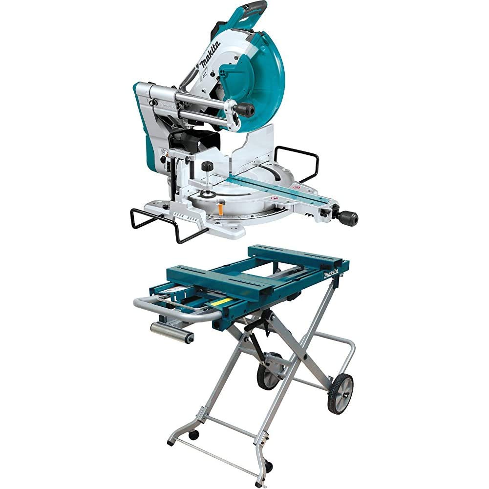 Makita LS1219L 12" Dual-Bevel Sliding Compound Miter Saw with Laser and WST05 Portable Rise Miter Saw Stand Makita