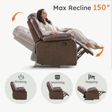ANJ Recliner Chair, Breathable PU Leather Reclining Chair, Extra Wide Manual Recliners with Overstuffed Arm and Back, Single Sofa Chair for Living Room Bedroom(Dark Brown) ANJ