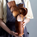 DDJSJ Teak Kitchen Utensils,Wooden Soup Spoon Kitchenware Seasoning Scoop Dipping,Oil Dipper,Meal Rice Scoop,Natural Utensils Handcrafted Cutlery Tool (soup spoon(10.6x3.15in))… DDJSJ