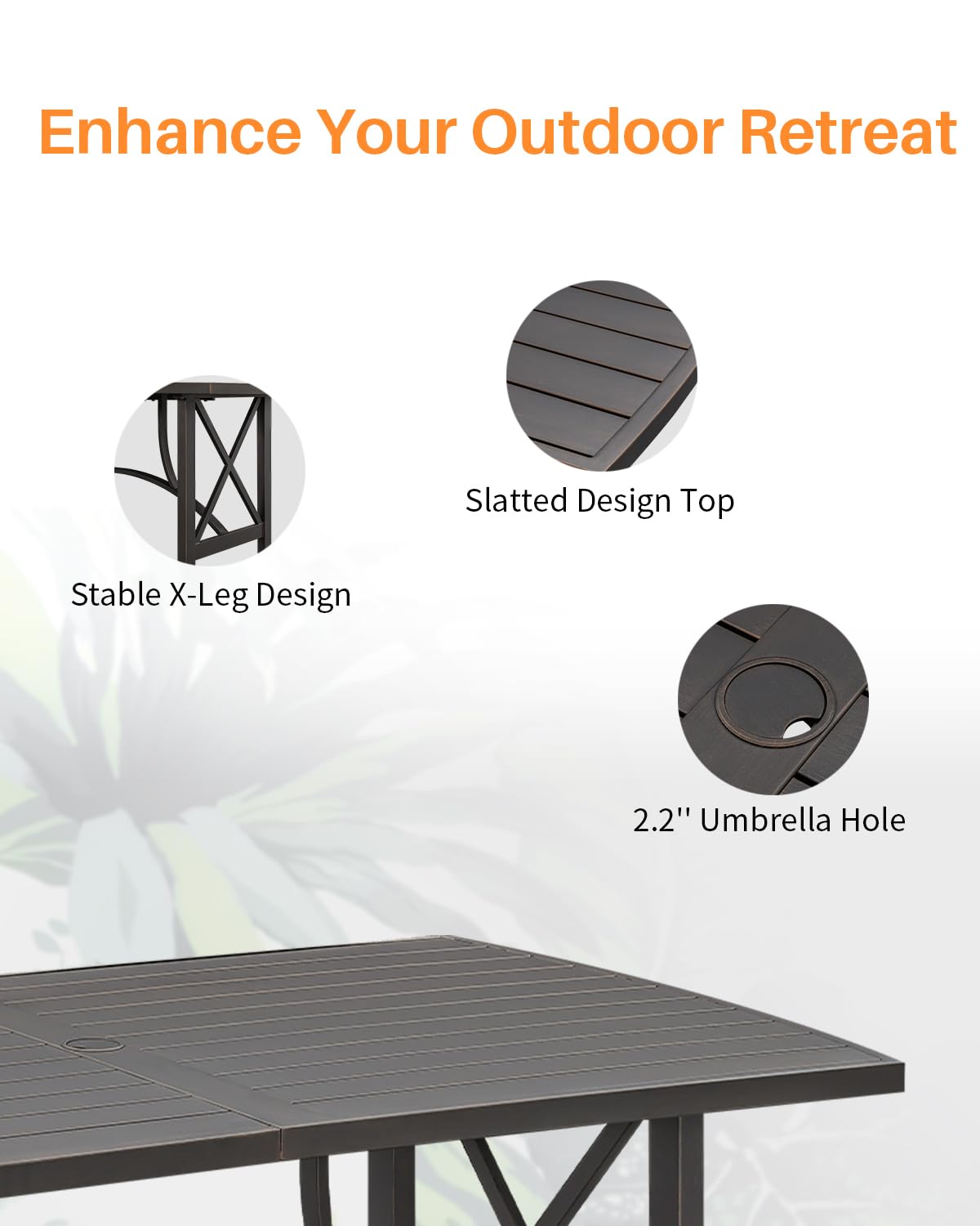 SEEHILL 9 Pieces Outdoor Dining Set, Aluminum Patio Dining Set for 8, Patio Table and Chairs Set with 2 Swivel Rocker Chairs, Patio Furniture Set with Umbrella Hole for Decks, Garden, Lawn, Gunmetal SEEHILL