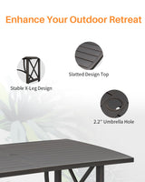 SEEHILL 9 Pieces Outdoor Dining Set, Aluminum Patio Dining Set for 8, Patio Table and Chairs Set with 2 Swivel Rocker Chairs, Patio Furniture Set with Umbrella Hole for Decks, Garden, Lawn, Gunmetal SEEHILL