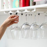 DESONAUT 4 Pcs Wine Glass Holder Under Shelf or Cabinet Punch-free,Stemware Rack Glassware Drying Storage Hanger for Kitchen,Bar and Restaurant (White) ﻿ DESONAUT