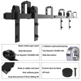 WINSOON 6FT New Double Bypass Barn Door Hardware Kit Room Wall Mount for Sliding Wood Door (6FT / Two Door Set) WINSOON