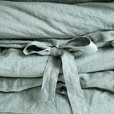 Simple&Opulence 100% Linen Duvet Cover Set, 3 Pieces Belgian Flax Breathable Bedding, King Size 104''x92'' (1 Comforter Cover+2 Pillowshams) with Tie Closure Style,Greyish-Green Simple&Opulence