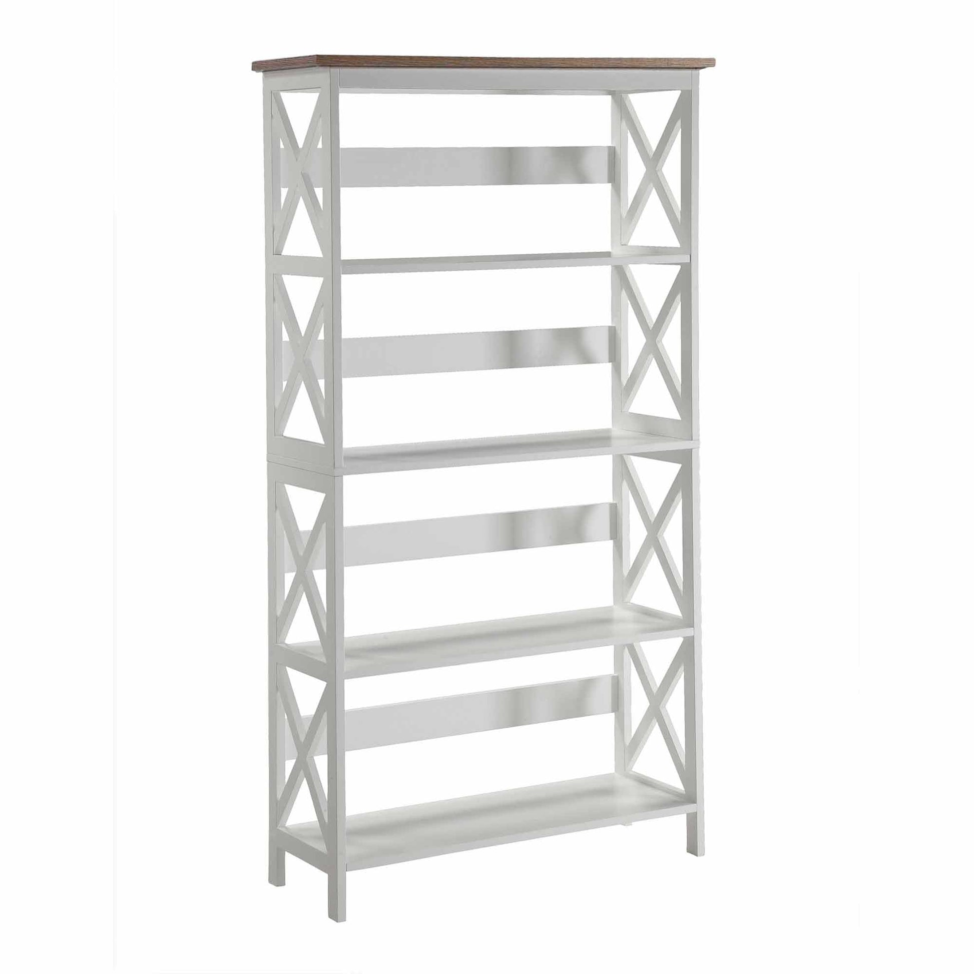 Convenience Concepts Oxford 5 Tier Bookcase, Driftwood / White - WoodArtSupply