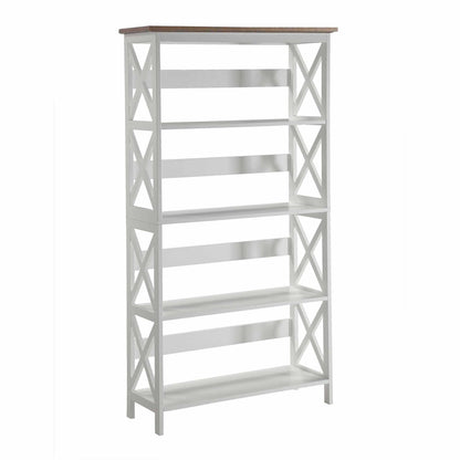 Convenience Concepts Oxford 5 Tier Bookcase, Driftwood / White - WoodArtSupply