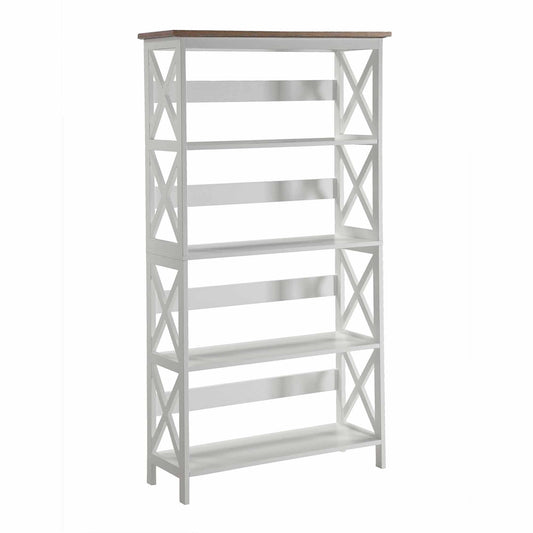 Convenience Concepts Oxford 5 Tier Bookcase, Driftwood / White - WoodArtSupply