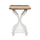 Deco 79 Wooden Side End Accent Table End Table with Brown Wood Top, Side Table 20" x 20" x 25", White Deco 79