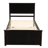 Harper & Bright Designs Twin Bed with Storage Drawers, Solid Wood Platform Bed Frame with Headboard - Espresso Harper & Bright Designs