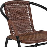 Flash Furniture Lila Modern Rattan Indoor/Outdoor Stackable Dining Chairs, Stacking Rattan Bistro Chairs for Patio or Restaurant, Set of 4, Brown Flash Furniture