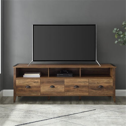 Walker Edison Chantilly 70 Inch Modern Farmhouse 4 Drawer TV Stand for TVs up to 80 Inches - Reclaimed Barnwood