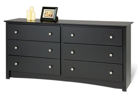 Prepac Sonoma Bedroom Furniture: Black Double Dresser for Bedroom, 6-Drawer Wide Chest of Drawers, Traditional Bedroom Dresser, BDC-6330-V, 59"W x 16"D x 29"H Prepac