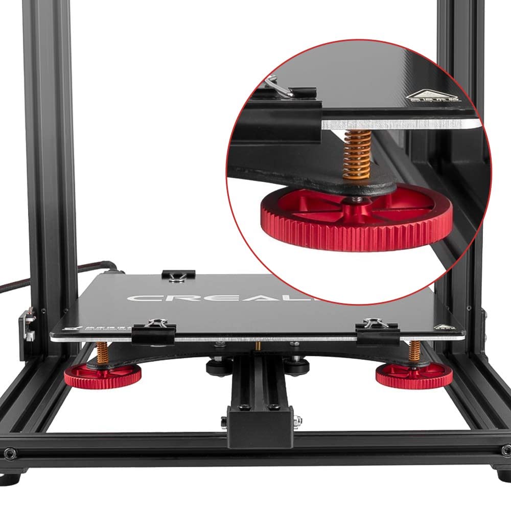 Official Creality Metal Leveling Nuts with 20mm Die Springs and 0.4mm Nozzles, Red Hand Twist Nuts Set for Ender 3/3 Pro/3 V2/3 Max, Ender 5/5 Plus/ 5 Pro, CR 10 Series 3D Printer Bed Creality