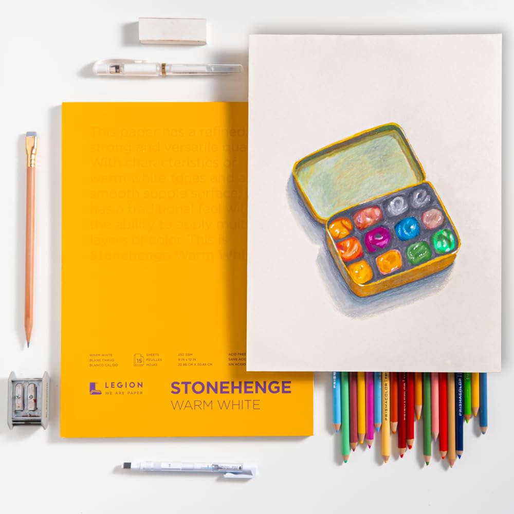 Stonehenge 100% Cotton Medium Weight Pad, Warm White, 5 x 7 inches, 250gsm, 15 Sheets for Dry Media Stonehenge