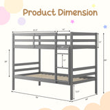 KOMFOTT Wood Bunk Bed Twin Over Twin, Bunk Bed with Ladder & Safety Guardrail, Solid Wood Bed Frame, Ideal for Dormitory & Multiple-Child Family, No Box Spring Needed, Kids Bunk Bed KOMFOTT