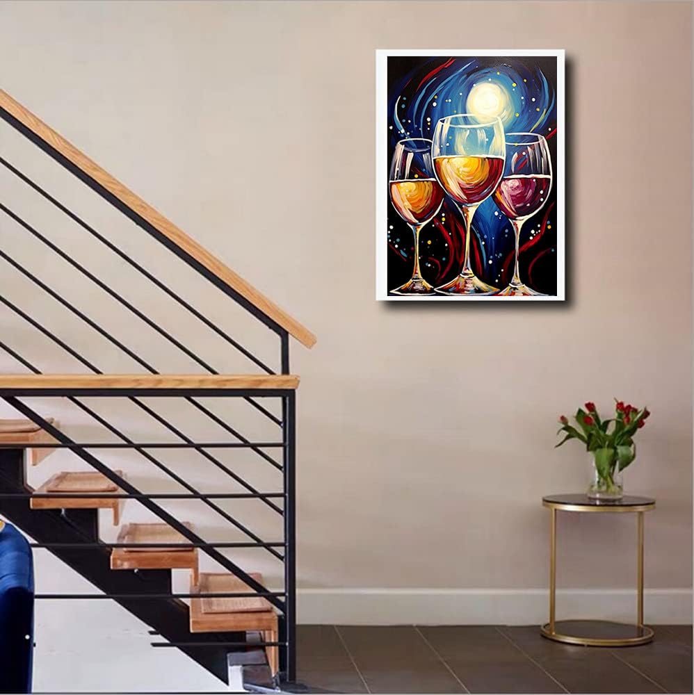 MaiYiYi Wine Glass Diamond Painting Kit, 5D Full Round Diamond Painting by Numbers, Crystal Rhinestones Wine Diamond Painting Kits Arts Crafts Kitchen Wall Decor for Adults Beginners (30 x 40 cm) MaiYiYi