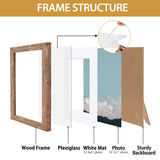 Califortree 5x7 Picture Frame - Can Display Photo 4x6 with Mat, Wood Frame with Shatterproof Plexiglass, Horizontal and Vertical Display for Wall and Tabletop, Rustic Brown Califortree