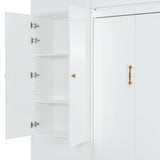 KLMM Queen Size Murphy Bed Wall Bed with Sofa and Shelves,for Apartments Studio Study Office Guest Room Use (Beige/S, Queen) KLMM