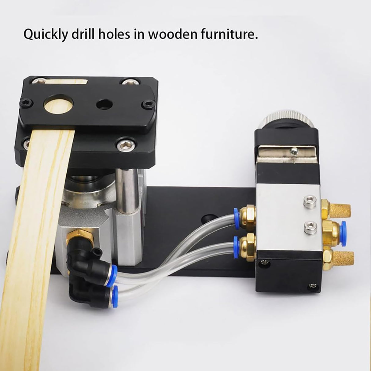 WIKINK Pneumatic Edge Bander Hole Guide Machine, Edge Banding Punching Hole Machine, 8mm& 15mm Hole Punch Tool, Aluminum Alloy 0.4‑0.6MPa for Woodworking Paper Craft Projects WIKINK