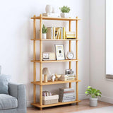 IOTXY 5-Tier Wooden Shelf Bookcase - Modern Open Bookshelf, Free Standing Storage Rack, Multifunctional Display Stand for Home and Office, Oak, Rectangle IOTXY