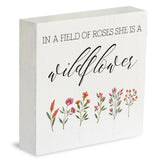 Inspirational Quote Country Floral Nursery Decor Wood Box Sign 5 x 5 Inches Rustic Box Sign Wooden Square Sign Decor Spring Summer Desk Decor Wood Sign for Home Farmhouse Office Girl Room Garden IYEZH