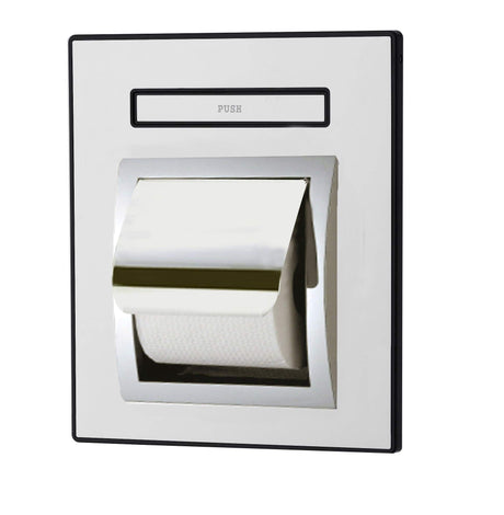 KAISERAUM Recessed Toilet Paper Holder with Pop-Out Shelf, Tissue Paper Roll Holder with Anti-Drop Phone Tray, SUS304 Stainless Steel, Chrome, GP-014TC, Max Toilet Paper Roll Size (4.13x5.5 inches) KR KAISERAUM