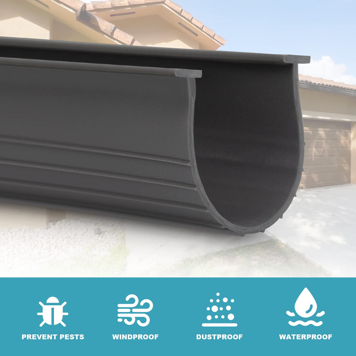 3" Garage Door Bottom Seal Weatherstrip in Grey - 1/4" T Style - All Widths(16' Wide Door) Earthtec