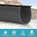 3" Garage Door Bottom Seal Weatherstrip in Grey - 1/4" T Style - All Widths(16' Wide Door) Earthtec