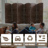 Room Divider 6 Panel Folding Privacy Divider 6 Ft Indoor Wall Divider Portable Partition Wood Screen, Brown FDW