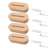 EATAKWARD 4 Pcs 5.9" Wood Rectangle Light Display Pedestal, Wooden LED Display Base Dimmable Colorful Lights Lamp Stand with USB Cable for Acrylic, Crystal, Night Light (Inner Slot, Oval base) EATAKWARD