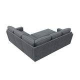 HONBAY Modular Sectional Sleeper Sofa with Pull Out Bed, Chenille L Shaped Couch with Storage Seats, Convertible Sectional Couches for Living Room, Bluish Grey HONBAY