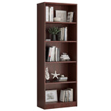 Farini Bookcase Freestanding 5 Shelf Wood Bookshelf Adjustable Shelves for Home Office,5 Layer, Mahogany Farini