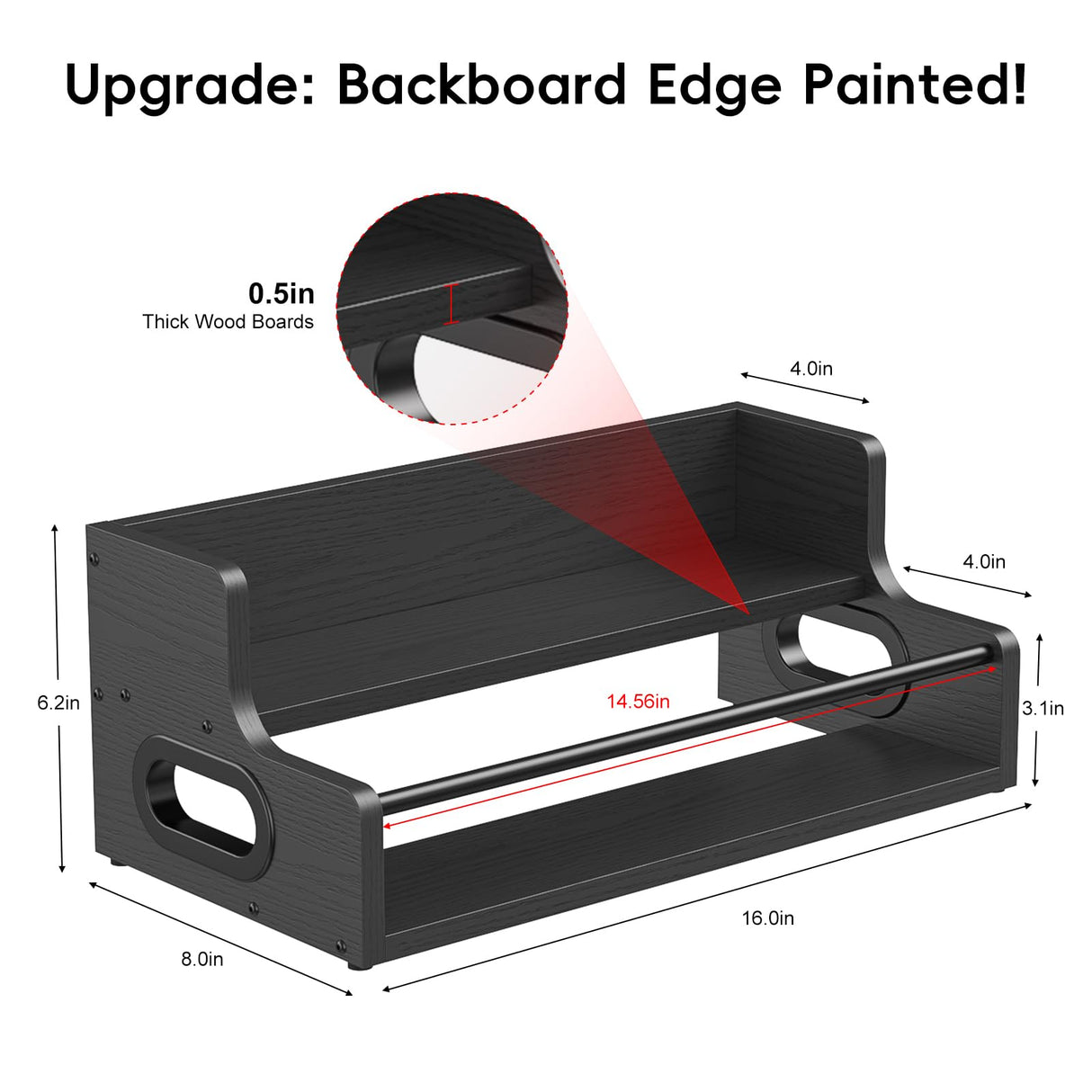 KLM Liquor Bottle Display Shelf, Coffee Syrup Rack Organizer, 2 Step Countertop Liquor Wine Rack, Mini bar,Liquor Cabinet, Home Retro Bar Shelf Stand for Liquor Whiskey, Spirits, (Black) KLM