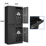 BYNSOE Metal Storage Cabinet with Locking Metal Garage Cabinet with Adjustable Shelves Tool Storage Cabinet with 1drawer Steel Locker Cabinet for Home Garage (Black-71 0 Caster) BYNSOE