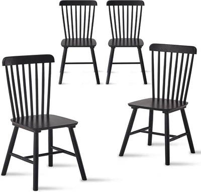 Aimerive Black Windsor Dining Chairs Set of 4 Wooden Dining Chairs Spindle Back Dining Room Chairs, Modern Farmhouse Solid Wood Kitchen Chairs for Living Room, Restaurant, Cafe