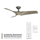 Zephyr Smart Indoor and Outdoor 3-Blade Ceiling Fan 52in Graphite Weathered Wood with Adjustable CCT 2700K-3000K-4000K-5000K LED Light Kit and Remote Control works with Alexa, and iOS or Android App Modern Forms