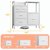 Furnulem Dresser for Bedroom Organization Fabric Dresser Units with 5 Storage Drawers Sturdy 2 Tier Shelf Large Space Dresser Bedroom Dresser for Hallway Entryway Dorm White Furnulem