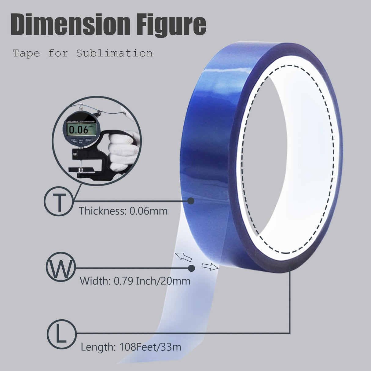 HSDCO 4 Rolls Heat Tape for Sublimation, Heat Resistant Tape for Heat Transfer Sublimation Press, 20mm x 33m(108ft) No Residue Heat Transfer Tape (Blue) HSDCO