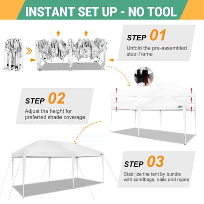 COBIZI 10x20 Pop Up Canopy Tent with 4 Removable Sidewalls, Easy Up Commercial Outdoor Canopy Tent, Waterproof and UV50+ Gazebo with Portable Bag, Tents for Parties/Backyard/Exhibition(10x20ft.