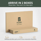 FEZIBO Electric Standing Desk with Drawers, 55x26 Inch Adjustable Height, Stand Up Desk with Monitor Shelf, Sit Stand Home Office Desk, Light Walnut FEZIBO